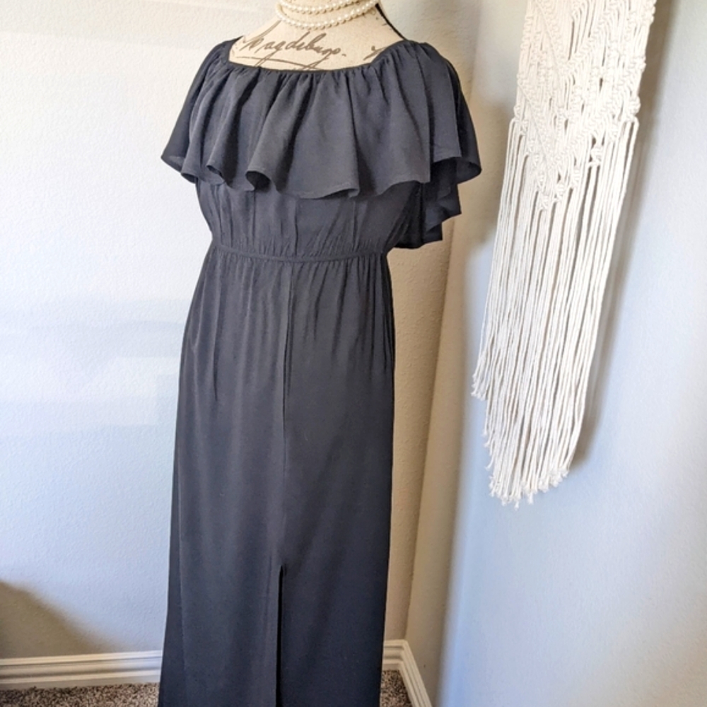 Sm, Yidarton Ruffle Maxi Dress Black